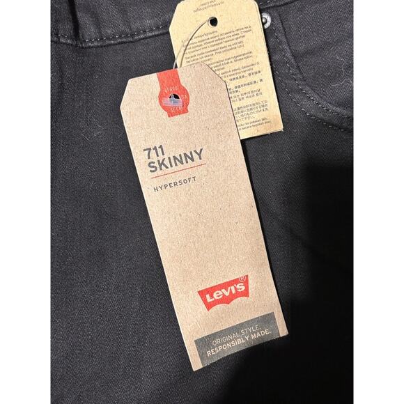 Levis Sculpt 711 Skinny Jeans Womens 24W Black Hypersoft Stretch Mid Pants New - Picture 7 of 13